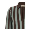 Striped knit polo shirt