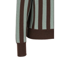 Striped knit polo shirt