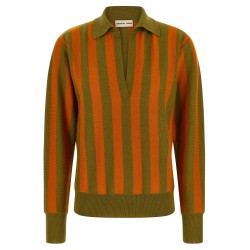 Striped knit polo shirt