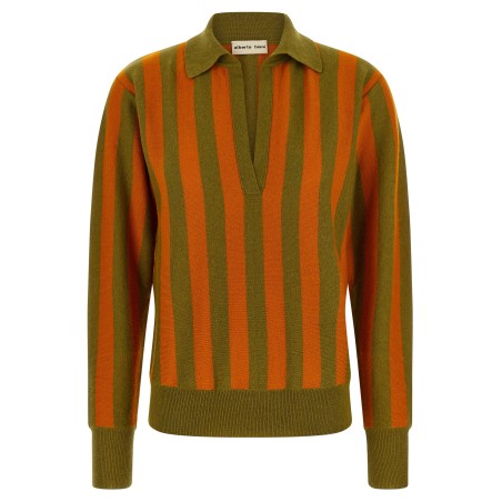 Striped knit polo shirt