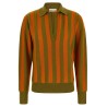 Striped knit polo shirt