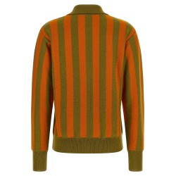 Striped knit polo shirt