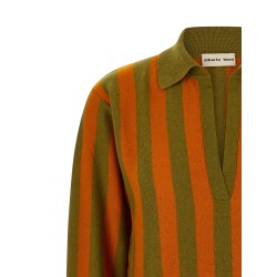 Striped knit polo shirt