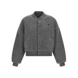 Padded Knit Braided Bomber Jacket