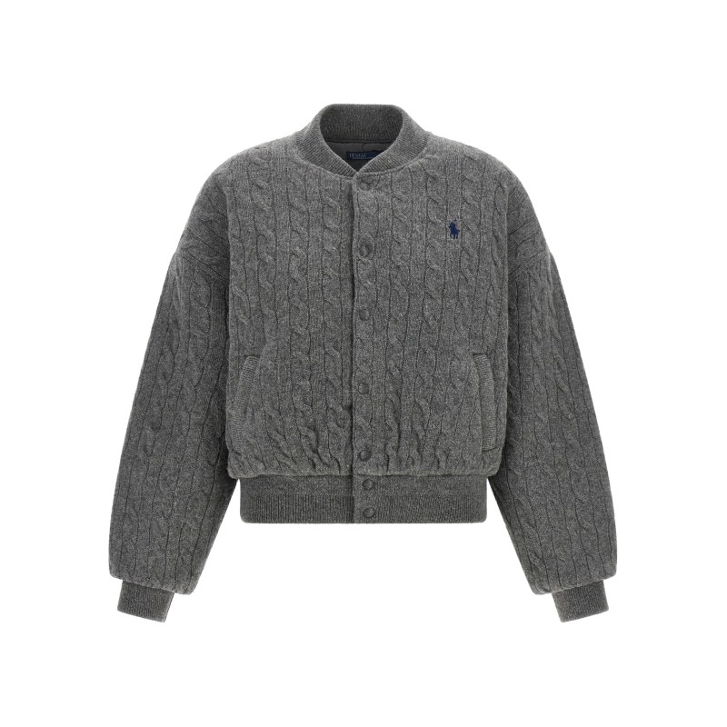 Padded Knit Braided Bomber Jacket