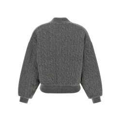 Padded Knit Braided Bomber Jacket