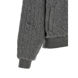 Padded Knit Braided Bomber Jacket