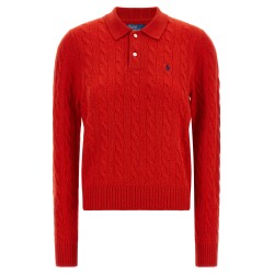 Braided knit polo shirt