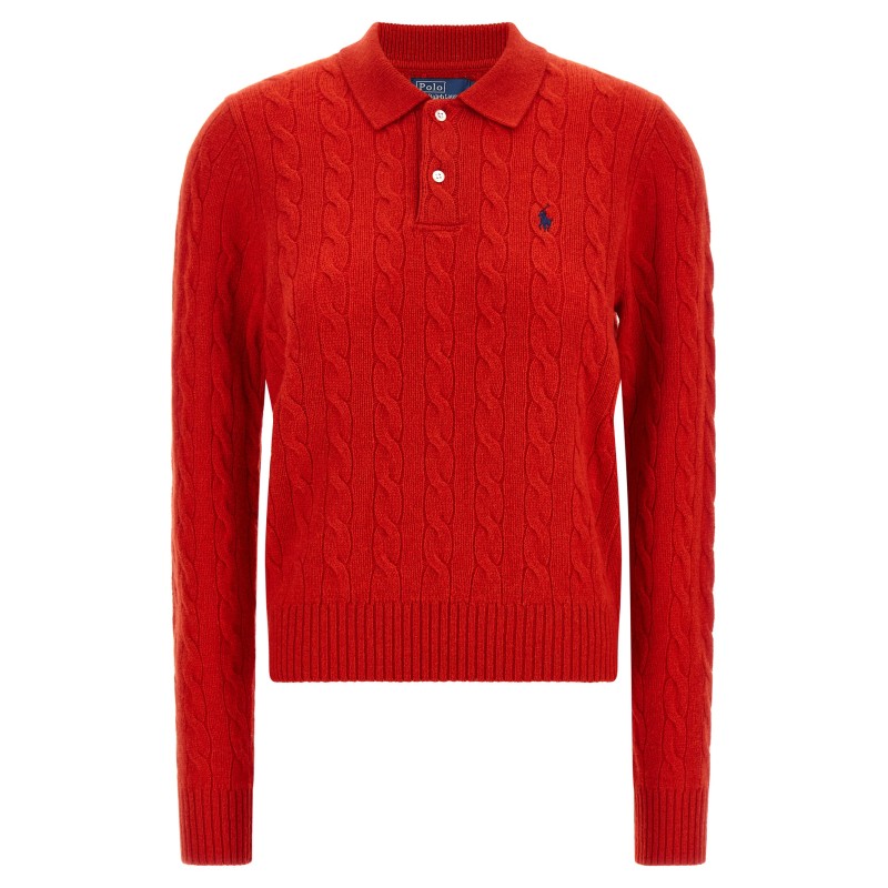 Braided knit polo shirt