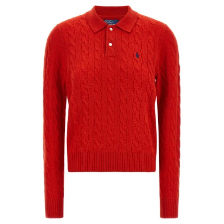 Braided knit polo shirt