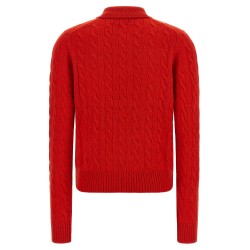 Braided knit polo shirt