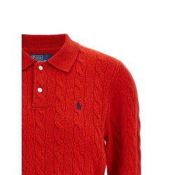 Braided knit polo shirt