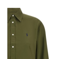 Logo embroidery cotton shirt