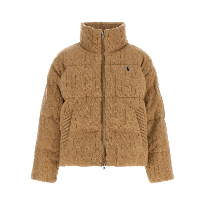Knitted braided down jacket