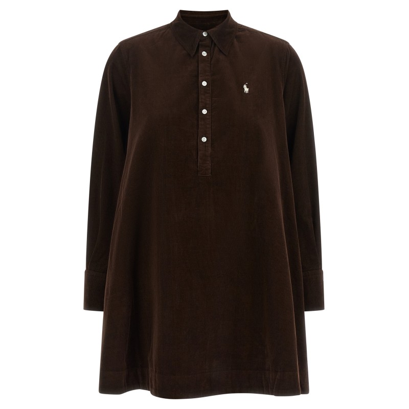 Corduroy dress with embroidery