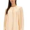SILK SHIRRED MINI DRESS