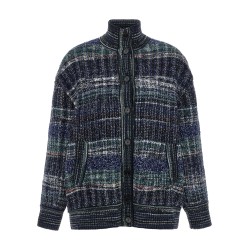 Check wool cardigan