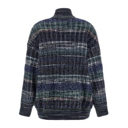 Check wool cardigan