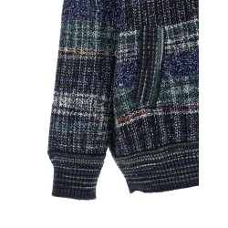 Check wool cardigan