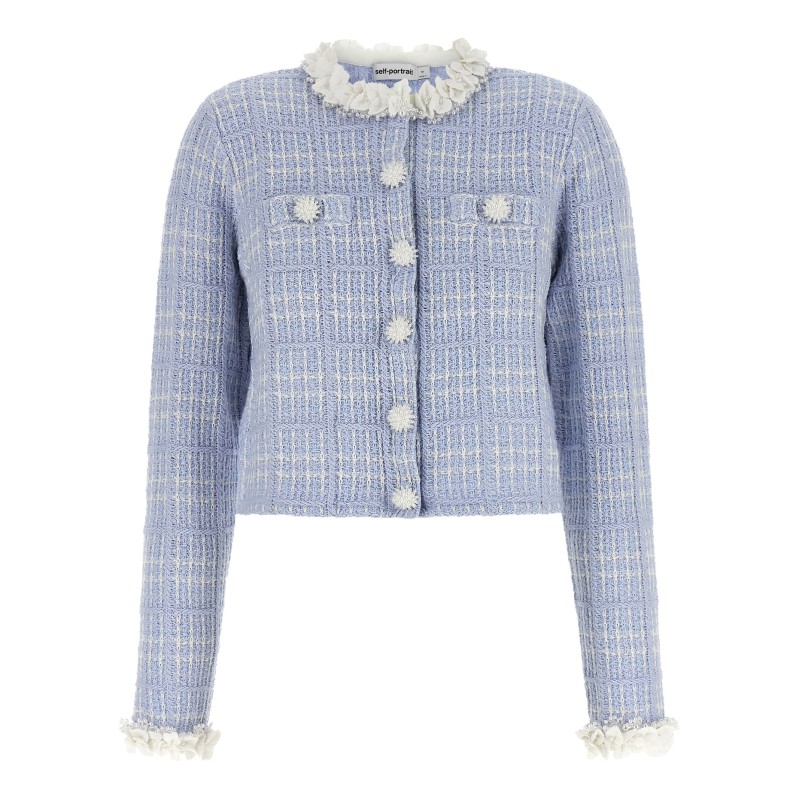 Check knit jacket