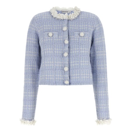 Check knit jacket