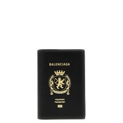 Logo leather passport holder