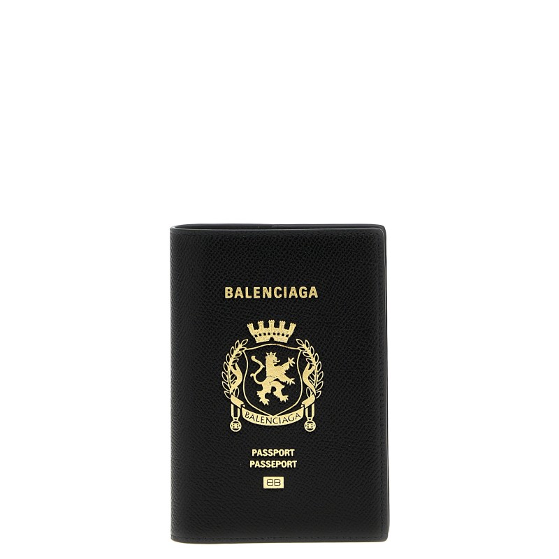 Logo leather passport holder
