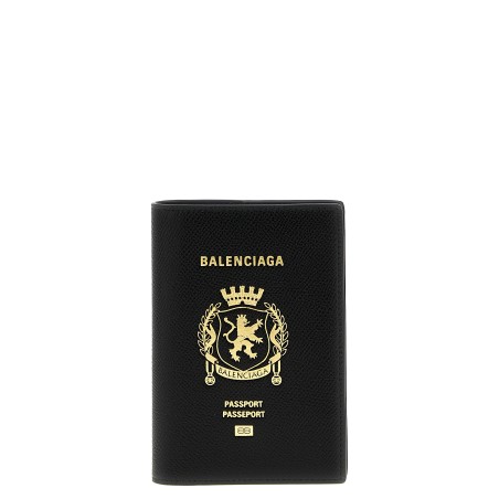 Logo leather passport holder