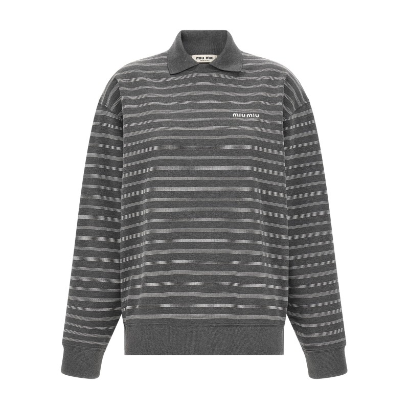 Striped Collared Sweatshirt