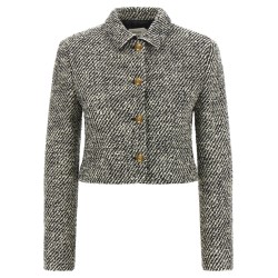Bouclé wool blend blouson jacket