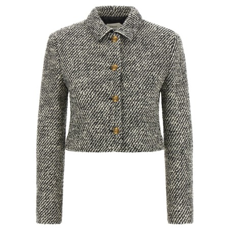Bouclé wool blend blouson jacket