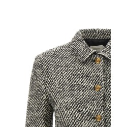 Bouclé wool blend blouson jacket