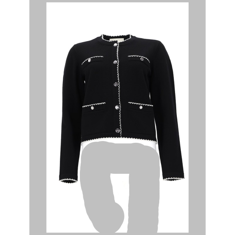 CARDIGAN "KENDRA" IN LANA CON BORDI SMERLATI