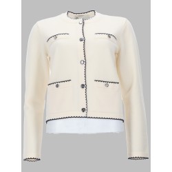 CARDIGAN "KENDRA" IN LANA CON BORDI SMERLATI