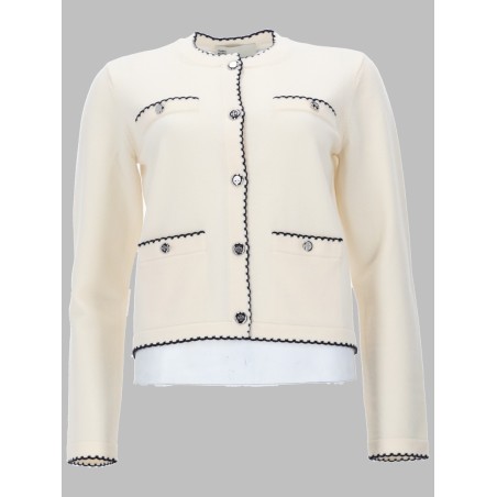 CARDIGAN "KENDRA" IN LANA CON BORDI SMERLATI