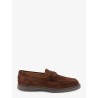 Suede loafers with metal logo