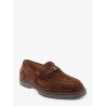 Suede loafers with metal logo