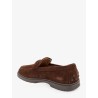 Suede loafers with metal logo