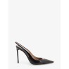 Leather pumps with metal T Logo detail