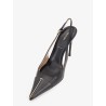 Leather pumps with metal T Logo detail