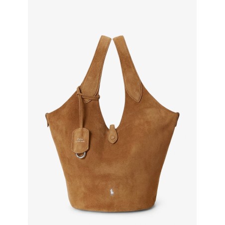 Play suede shoulder bag with contrasting logo