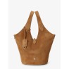 Play suede shoulder bag with contrasting logo