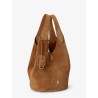 Play suede shoulder bag with contrasting logo