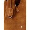Play suede shoulder bag with contrasting logo