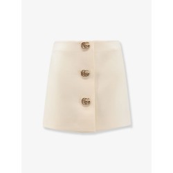 Wool crêpe skirt with Double G button