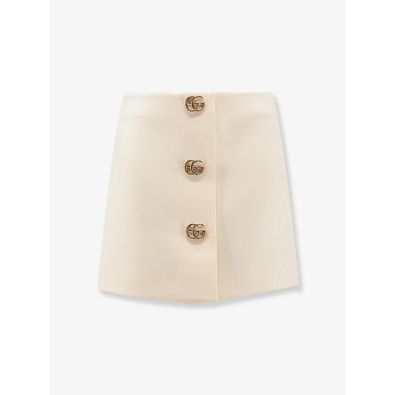 Wool crêpe skirt with Double G button