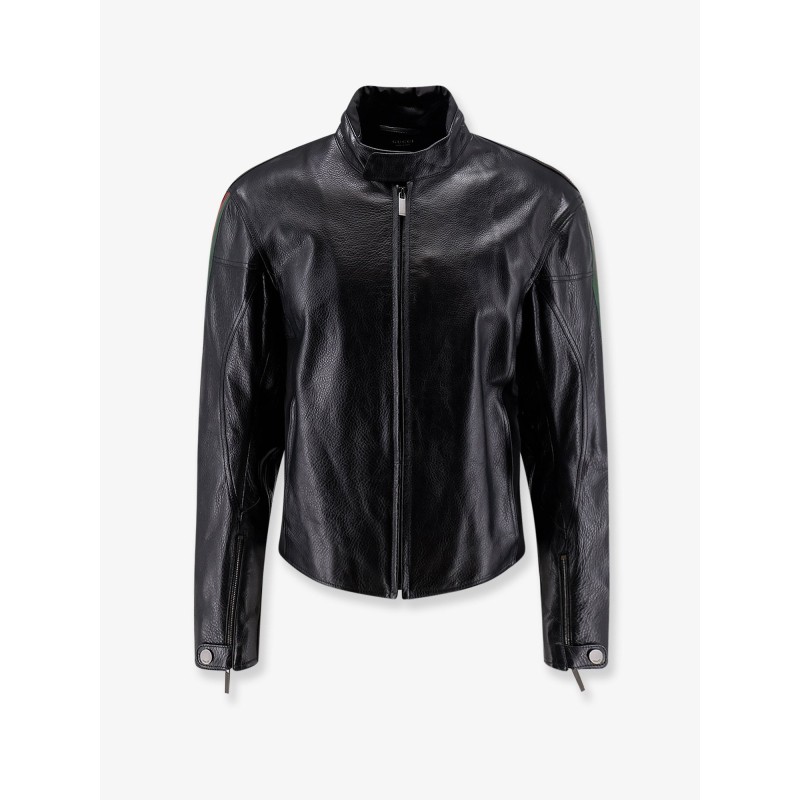 Leather bomber with Web details