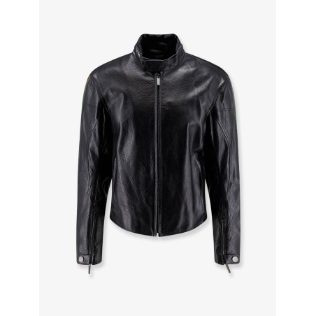 Leather bomber with Web details