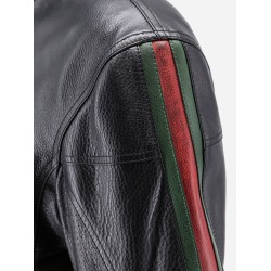 Leather bomber with Web details