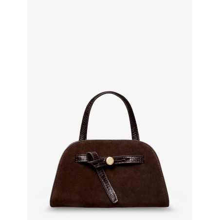 Romy Small suede satchel bag with shoulder strap